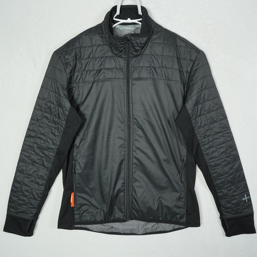 Icebreaker Helix Mens MerinoLOFT Hybrid Jacket Black Gray Wool Insulated Large L